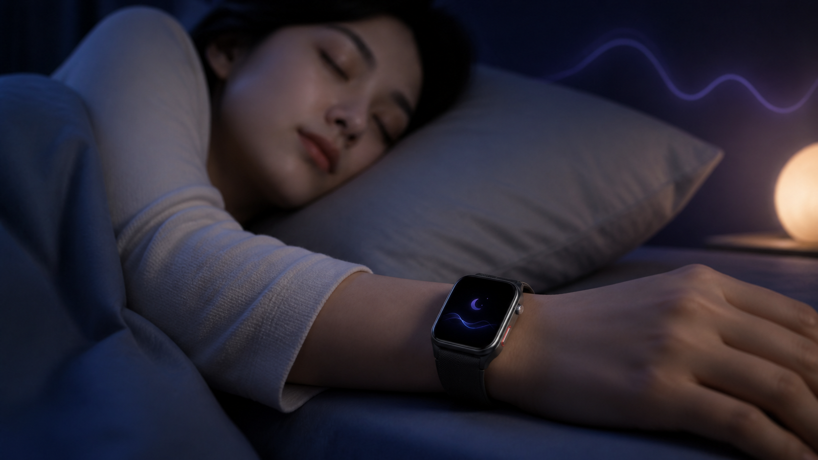佩戴SKG小警卫手表进行睡眠健康监测